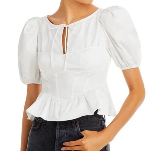 For Love And Lemons Tops - For Love & Lemons JOCELYN TOP IN WHITE size small